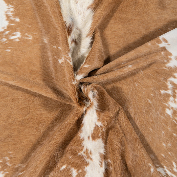 Brazilian Palomino and White Cowhide Rug Size 7'1" L x 7'2" W 1646