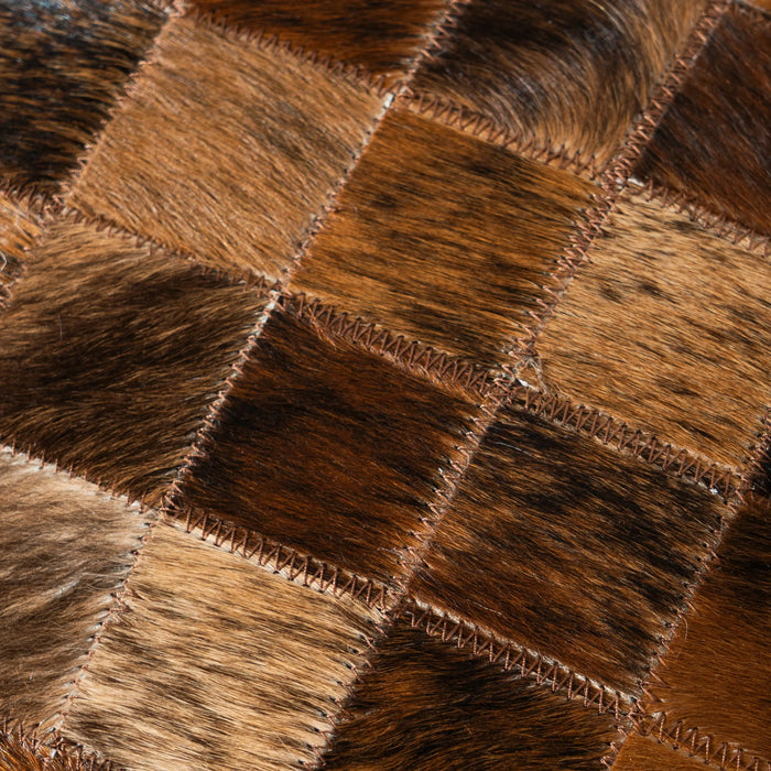 Close-up of a brown and black checkered patterned fabric