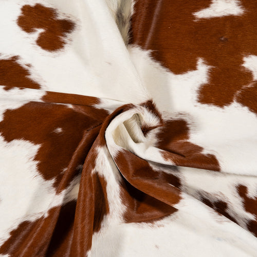 Brazilian Brown and White Cowhide Rug Size 6'5" L x 6'1" W 1707