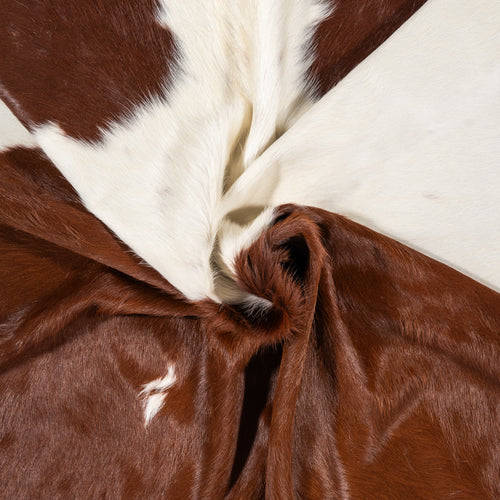 Brazilian Brown and White Cowhide Rug Size 6'8" L x 6'7" W 1721