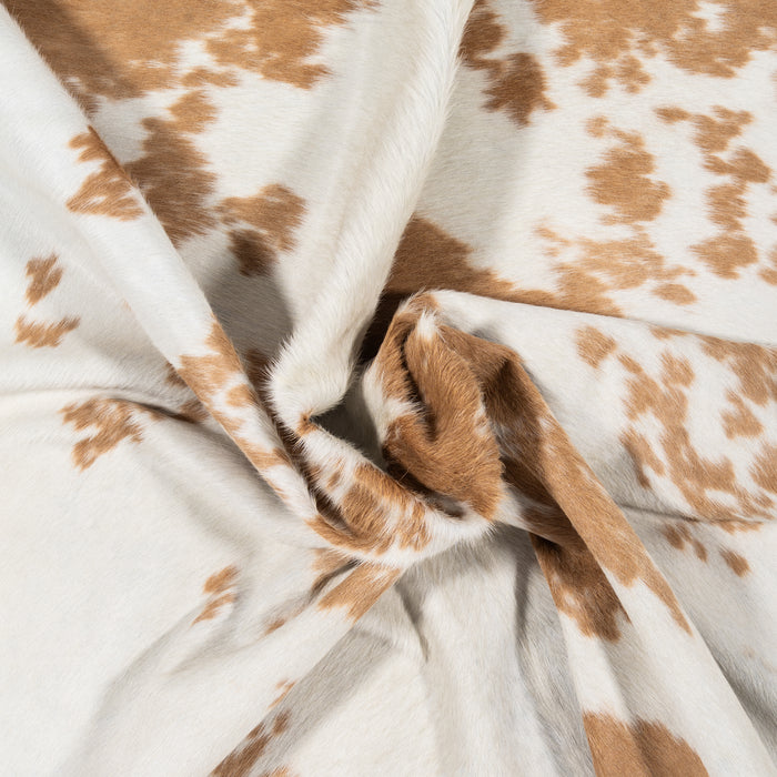 Brazilian Palomino and White Cowhide Rug Size 7'1" L x 6'10" W 2089