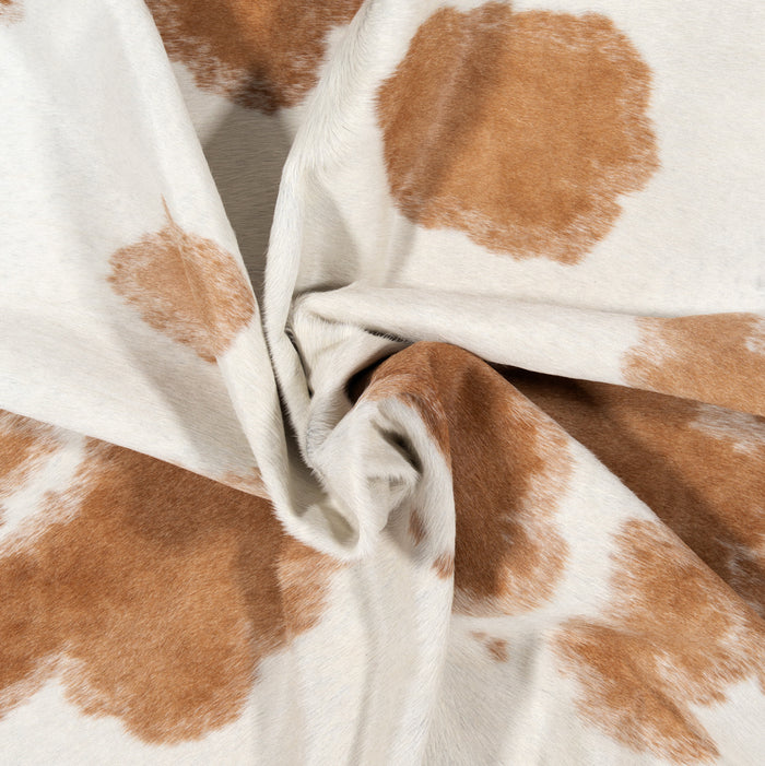 Brazilian Palomino and White Cowhide Rug Size 7'0" L x 7'1" W 2096