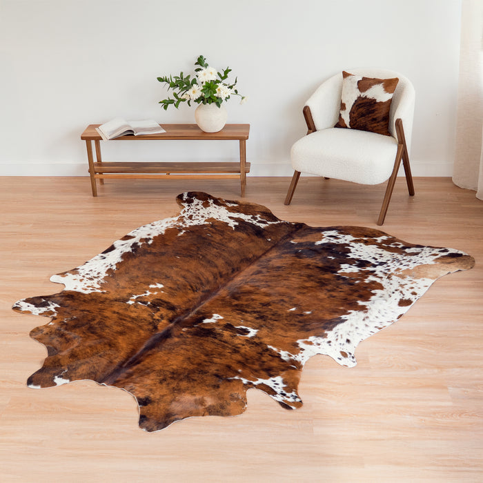Cowhide Rug Tricolor Brindle Mix