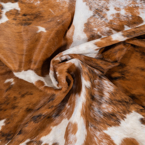 Vintage Tricolor Cowhide Rug Size 7'8" L x 6'5" W 2156