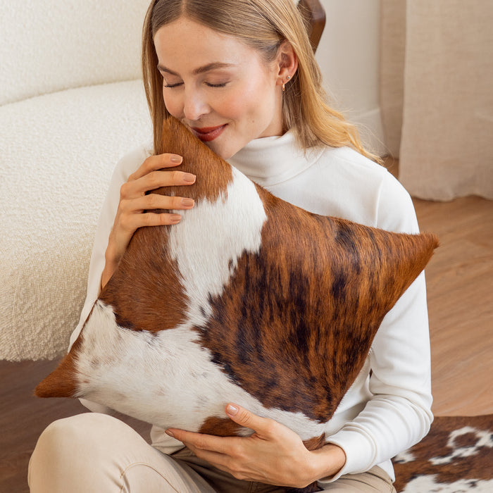 Cowhide Rug Tricolor Brindle Mix