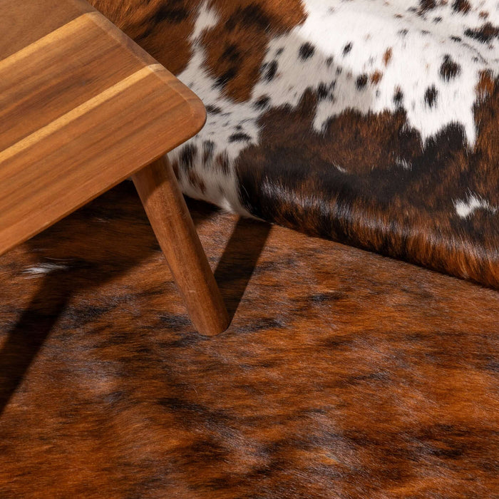 Cowhide Rug Tricolor Brindle Mix , Natural Suede Leather | eCowhides