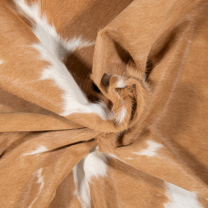 Brazilian Palomino and White Cowhide Rug Size 6'1" L x 6'8" W 2350