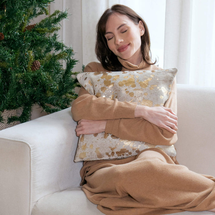 Metallic Gold Cowhide Pillow