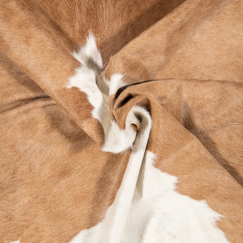 Brazilian Palomino and White Cowhide Rug Size 7'1" L x 6'4" W 2354