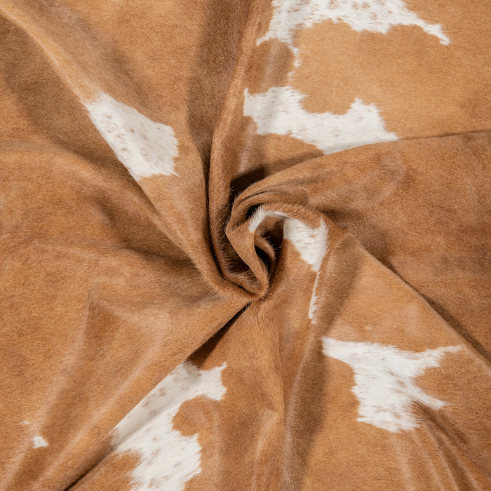 Brazilian Palomino and White Cowhide Rug Size 7'4" L x 6'9" W 2357