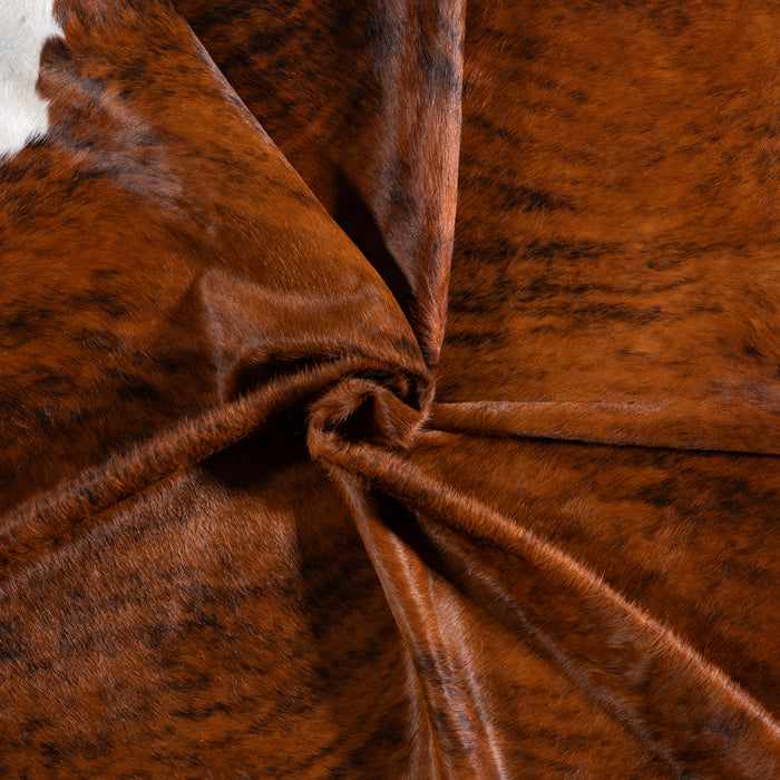 Brazilian Brindle White Belly Cowhide Rug Size 7'8" L x 6'10" W 3339