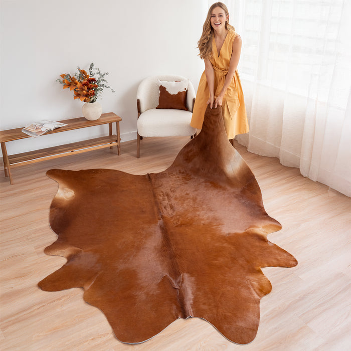Solid Brown Cowhide Rug