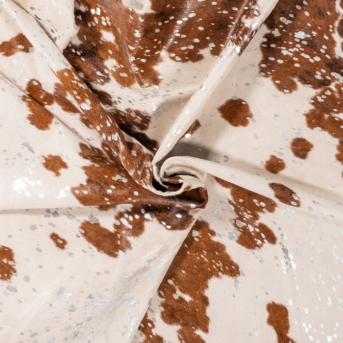 Brazilian Silver Metallic Cowhide Rug Size 7'4" L x 7'0" W 9057