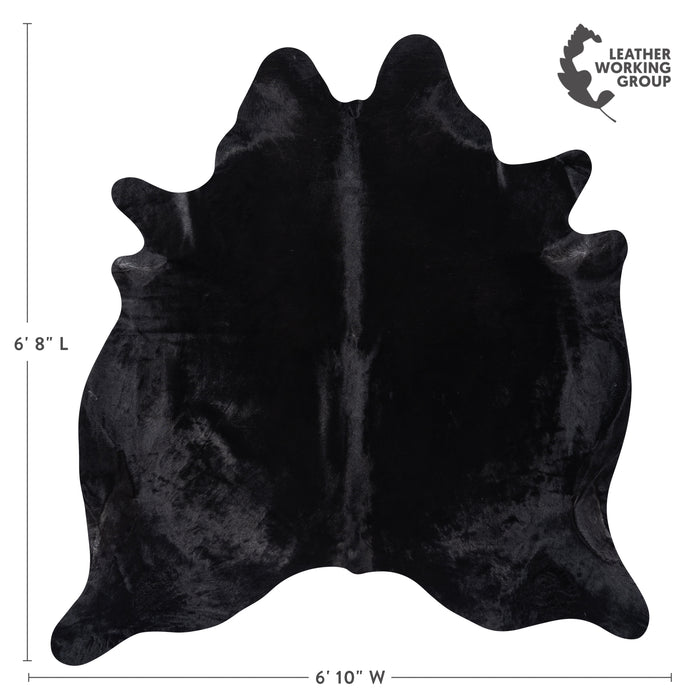 Brazilian Solid Black Cowhide Rug Size 6'8" L x 6'10" W 1501