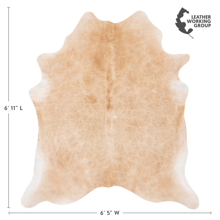 Brazilian Beige Cowhide Rug Size 6'11" L x 6'5" W 1582