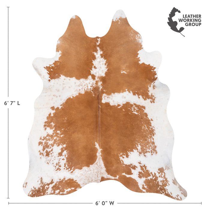 Brazilian Palomino and White Cowhide Rug Size 6'7" L x 6'0" W 1619