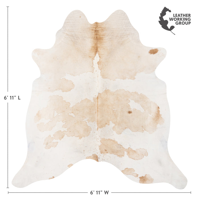 Brazilian Palomino and White Cowhide Rug Size 6'11" L x 6'11" W 1626