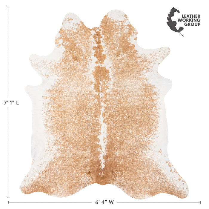 Brazilian Palomino and White Cowhide Rug Size 7'1" L x 6'4" W 1631