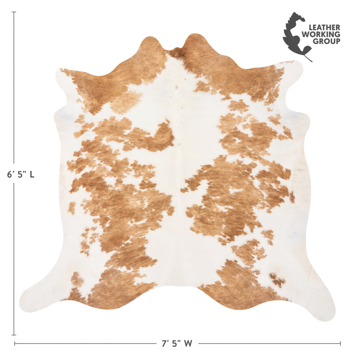 Brazilian Palomino and White Cowhide Rug Size 6'5" L x 7'5" W 1636