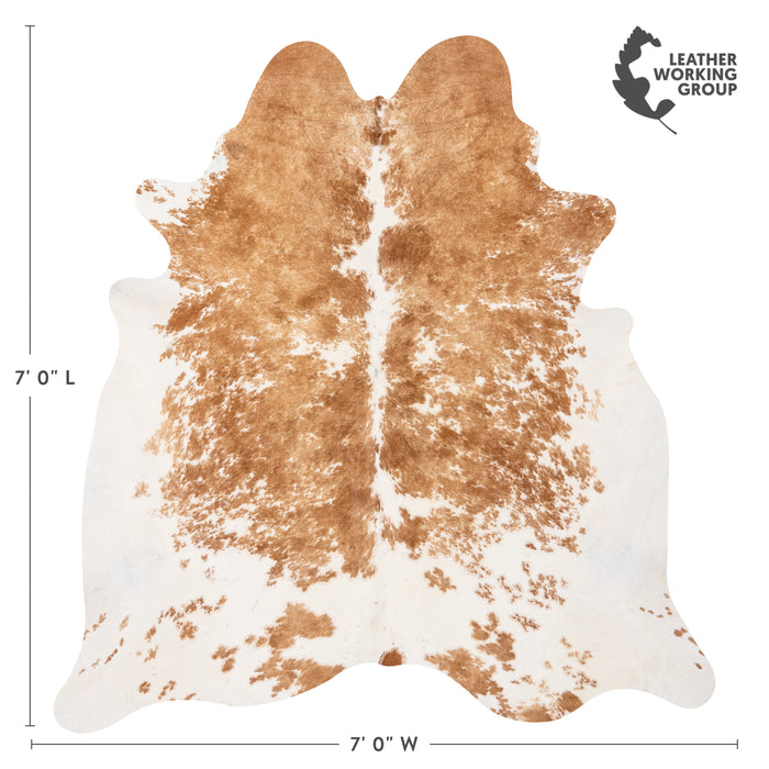 Brazilian Palomino and White Cowhide Rug Size 7'0" L x 7'0" W 1640