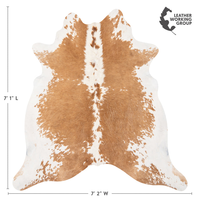 Brazilian Palomino and White Cowhide Rug Size 7'1" L x 7'2" W 1646