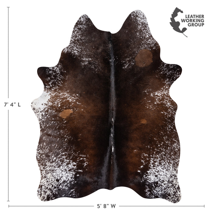 Brazilian Chocolate and White Cowhide Rug Size 7'4" L x 5'8" W 1674