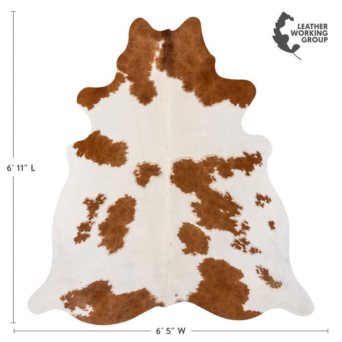 Brazilian Brown and White Cowhide Rug Size 6'11" L x 6'5" W 1706