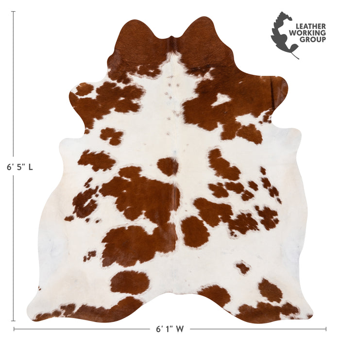 Brazilian Brown and White Cowhide Rug Size 6'5" L x 6'1" W 1707
