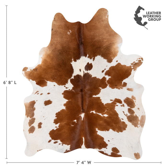 Brazilian Brown and White Cowhide Rug Size 6'8" L x 7'4" W 1708