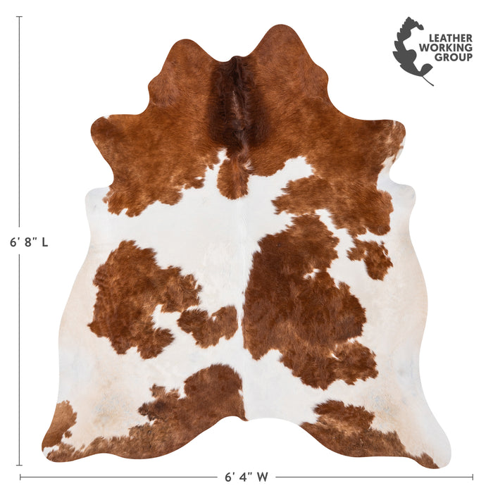 Brazilian Brown and White Cowhide Rug Size 6'8" L x 6'4" W 1711