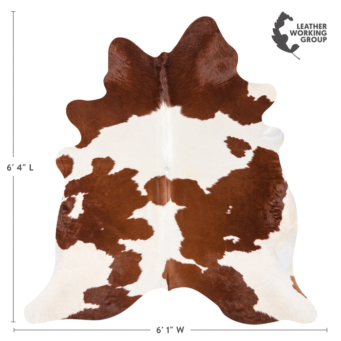 Brazilian Brown and White Cowhide Rug Size 6'4" L x 6'1" W 1715