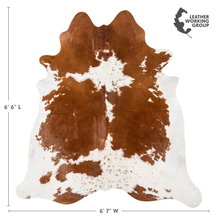 Brazilian Brown and White Cowhide Rug Size 6'6" L x 6'7" W 1717