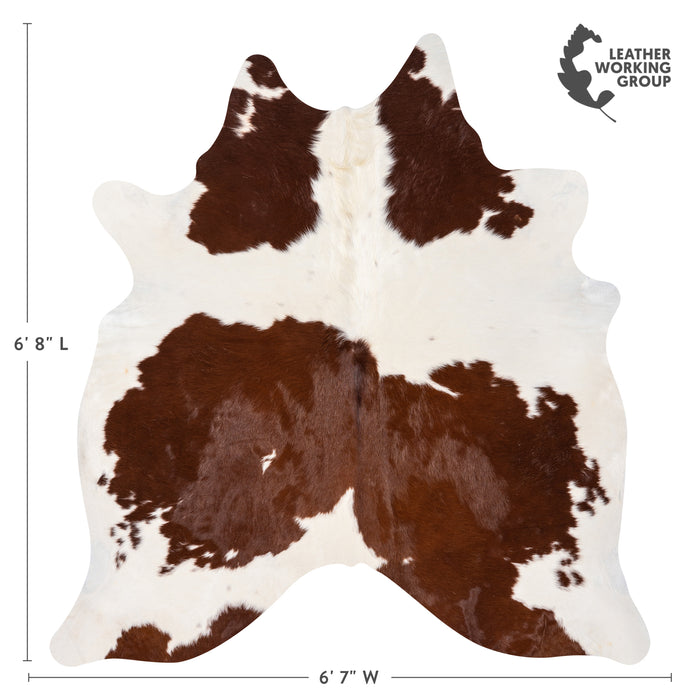 Brazilian Brown and White Cowhide Rug Size 6'8" L x 6'7" W 1721