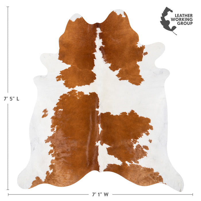 Brazilian Brown and White Cowhide Rug Size 7'5" L x 7'1" W 1725