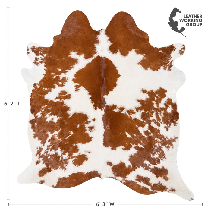 Brazilian Brown and White Cowhide Rug Size 6'2" L x 6'3" W 1828