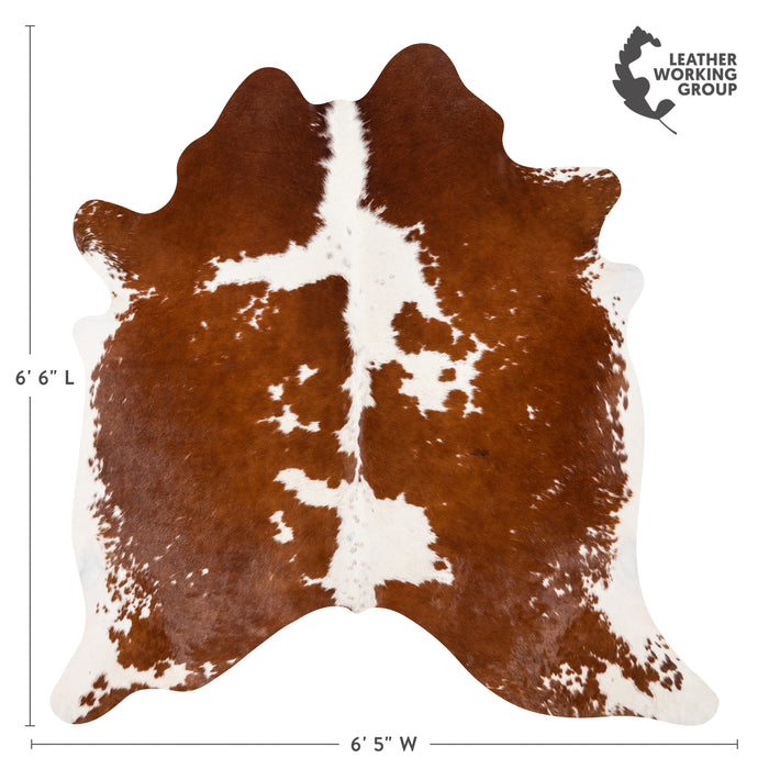 Brazilian Brown and White Cowhide Rug Size 6'6" L x 6'5" W 1829