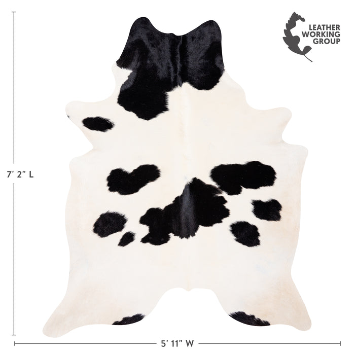 Brazilian Black and White Cowhide Rug Size 7'2" L x 5'11" W 1844