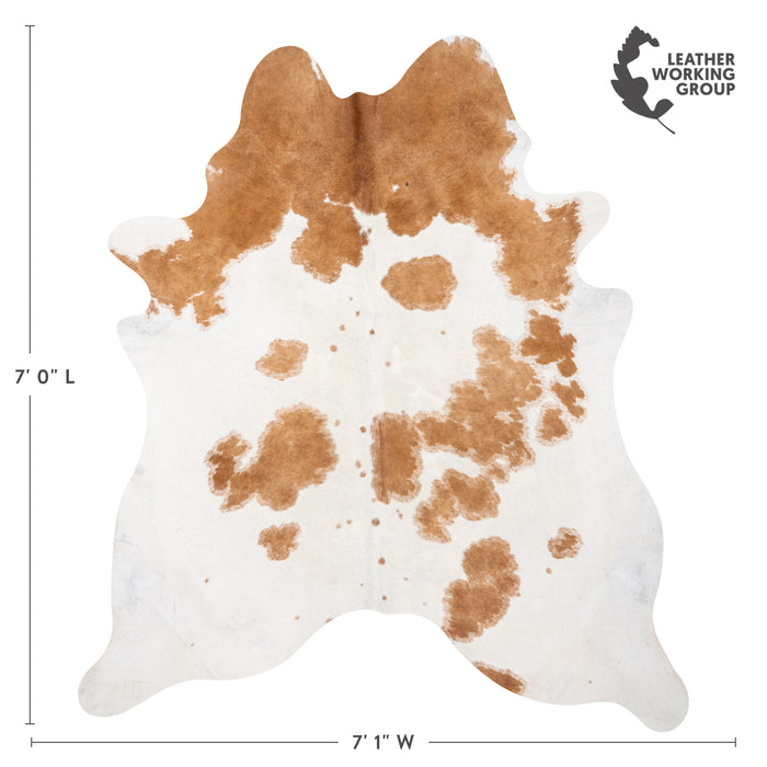 Brazilian Palomino and White Cowhide Rug Size 7'0" L x 7'1" W 2096