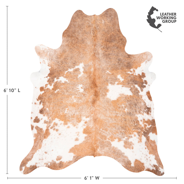 Brazilian Palomino and White Cowhide Rug Size 6'10" L x 6'1" W 2347