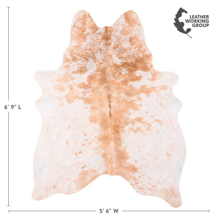 Brazilian Palomino and White Cowhide Rug Size 6'9" L x 5'6" W 2348