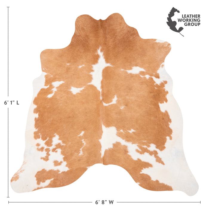 Brazilian Palomino and White Cowhide Rug Size 6'1" L x 6'8" W 2350