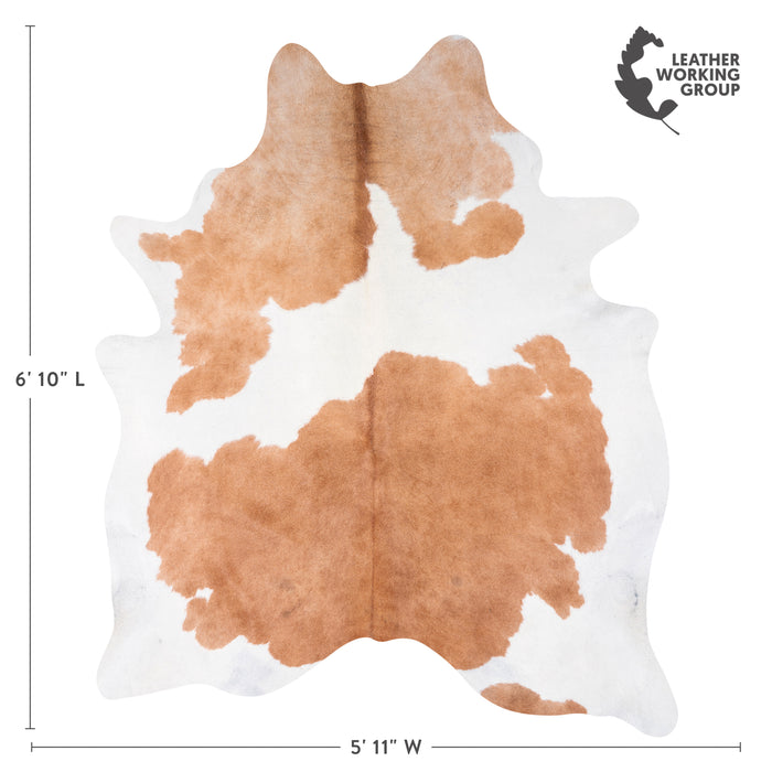 Brazilian Palomino and White Cowhide Rug Size 6'10" L x 5'11" W 2353