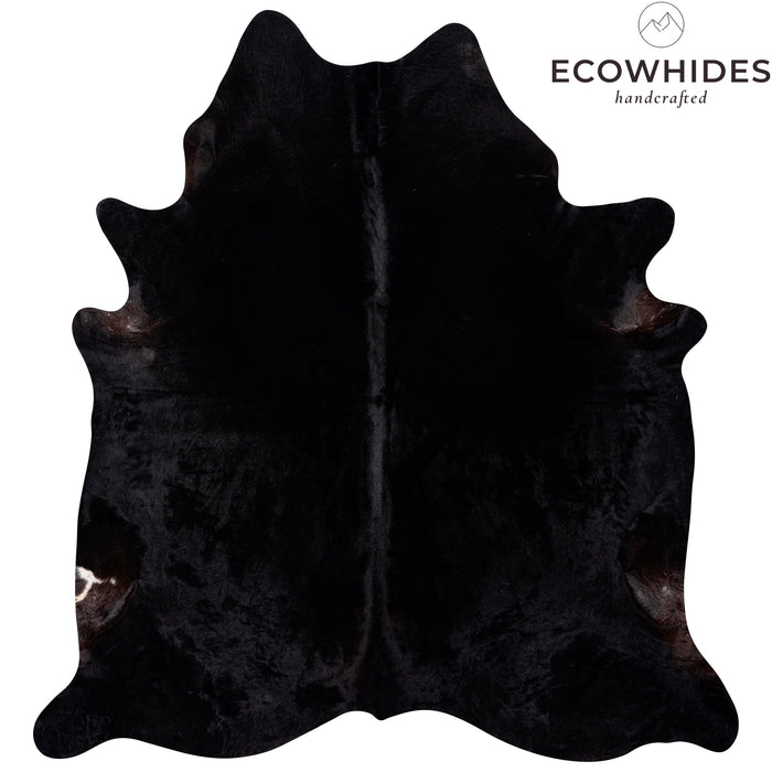 Brazilian Solid Black Cowhide Rug Size 7'3" L x 6'11" W 2370