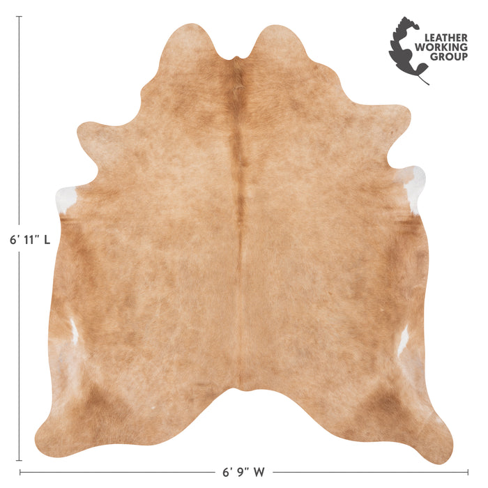 Brazilian Beige Cowhide Rug Size 6'11" L x 6'9" W 2509