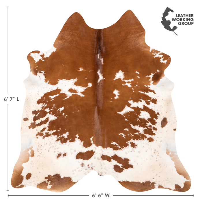 Brazilian Brown and White Cowhide Rug Size 6'7" L x 6'6" W 2677