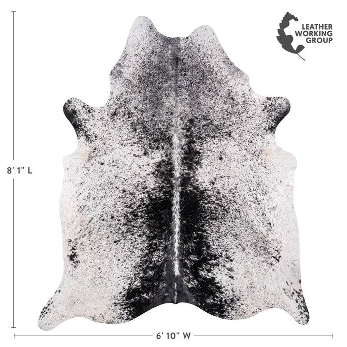 Brazilian Black Salt and Pepper Cowhide Rug Size 8'1" L x 6'10" W 3209