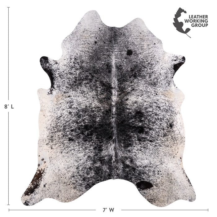 Brazilian Black Salt and Pepper Cowhide Rug Size 8'0" L x 7'0" W 3210