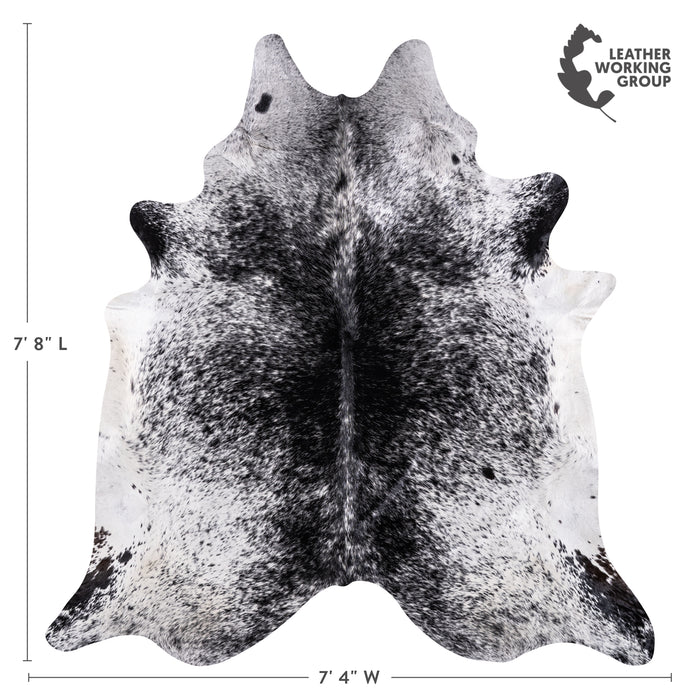 Brazilian Black Salt and Pepper Cowhide Rug Size 7'8" L x 7'4" W 3216