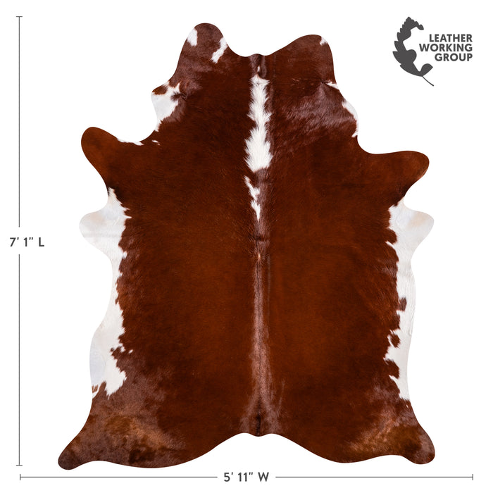 Brazilian Hereford Cowhide Rug Size 7'1" L x 5'11" W 3227