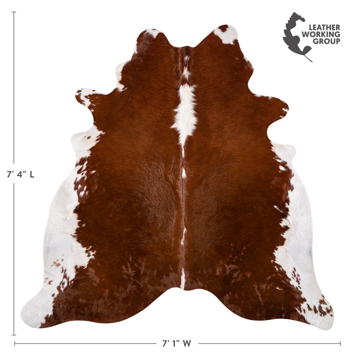 Brazilian Hereford Cowhide Rug Size 7'4" L x 7'1" W 3252